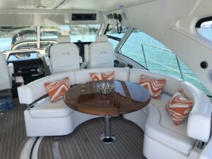 58’ Sea Ray Sundancer “Sea Barbie” Interior Sitting Area